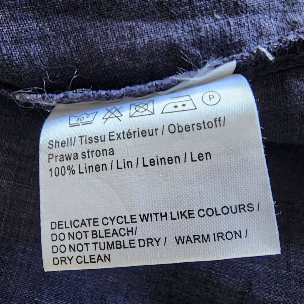 Women's Linen Blue Button-Up Tunic Dress - Picture 10 of 11